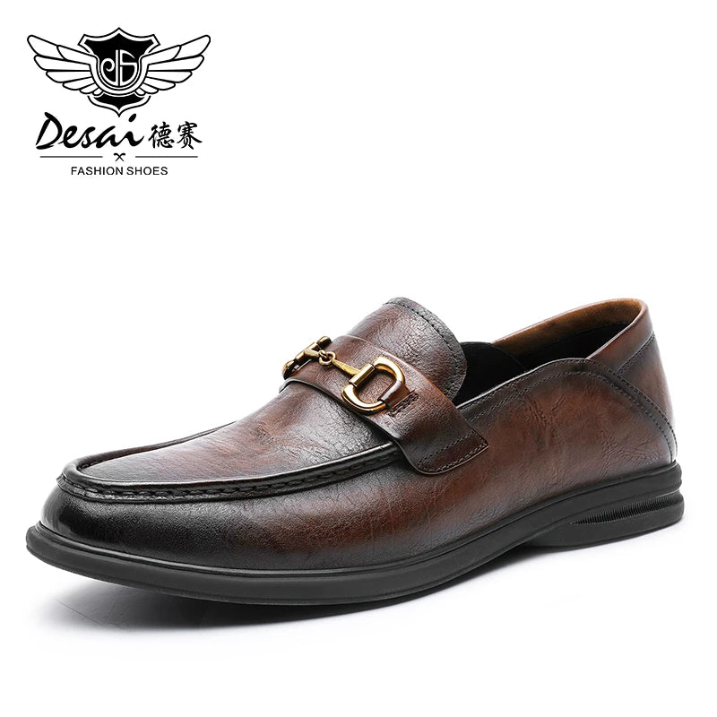 DESAI Loafers For Men Luxury Brand Genuine Leather Casual Driving Shoes Fashion Work Designer 2025 New Arrival Original