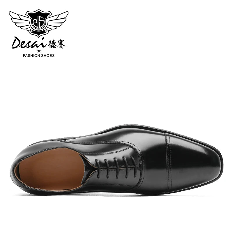 DESAI Handmade genuine leather business formal British Oxford men's shoes for high-end banquets, groom's wedding shoes.