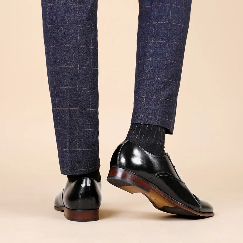 DESAI Brand Full Grain Genuine Leather Business Men Dress Shoes Wedding Oxford Shoes For Men Large Size Black Popular Gifts