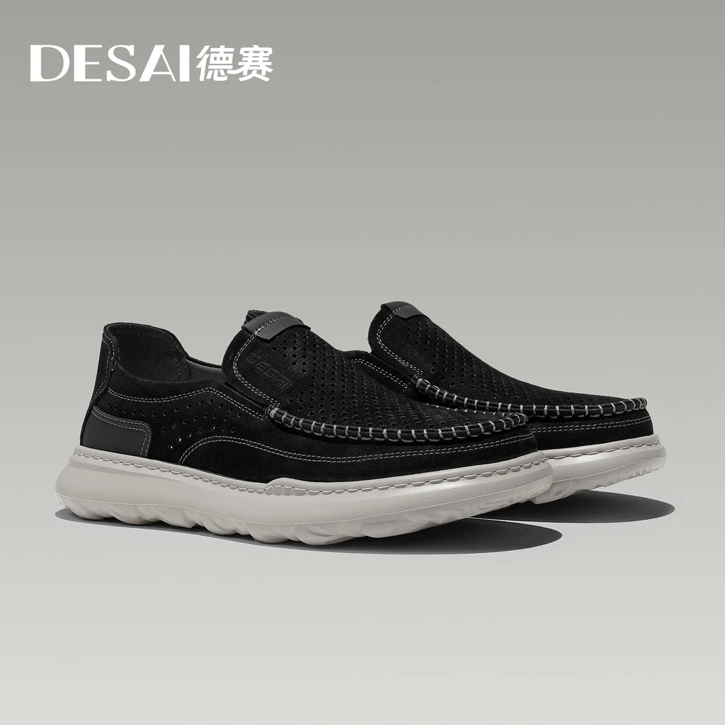 DESAI Breathable lazy soft sole leisure shoes perforated lightweight versatile men's shoes
