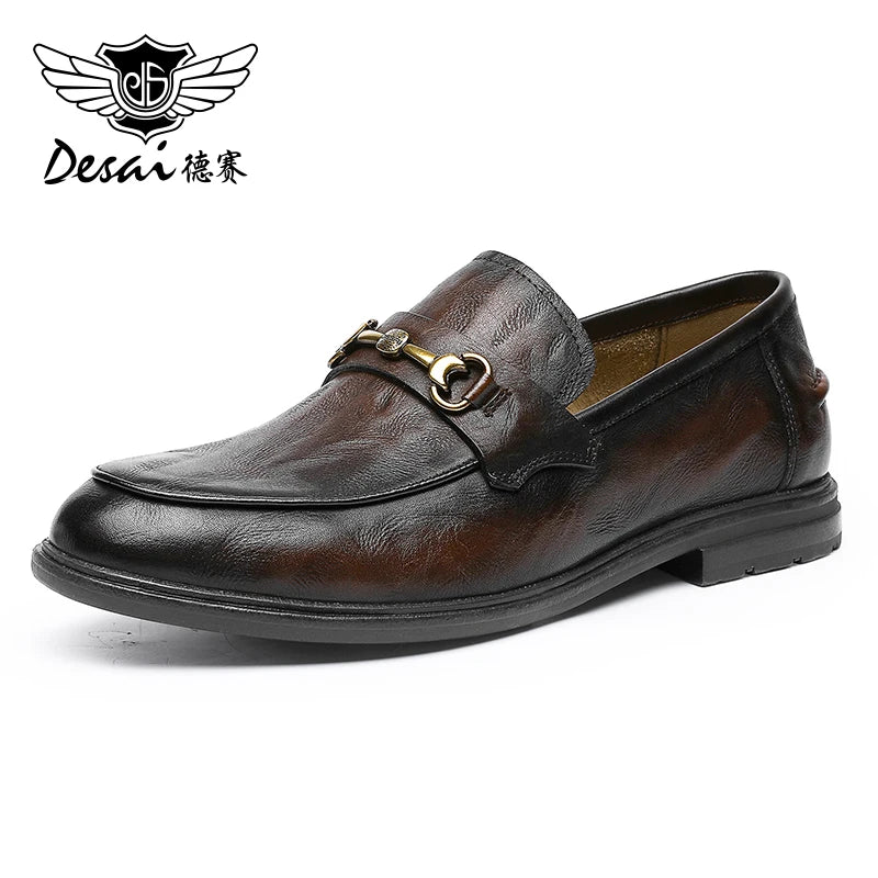 DESAI Loafers For Men Luxury Brand Genuine Leather Casual Driving Shoes Fashion Work Designer 2025 New Arrival Original