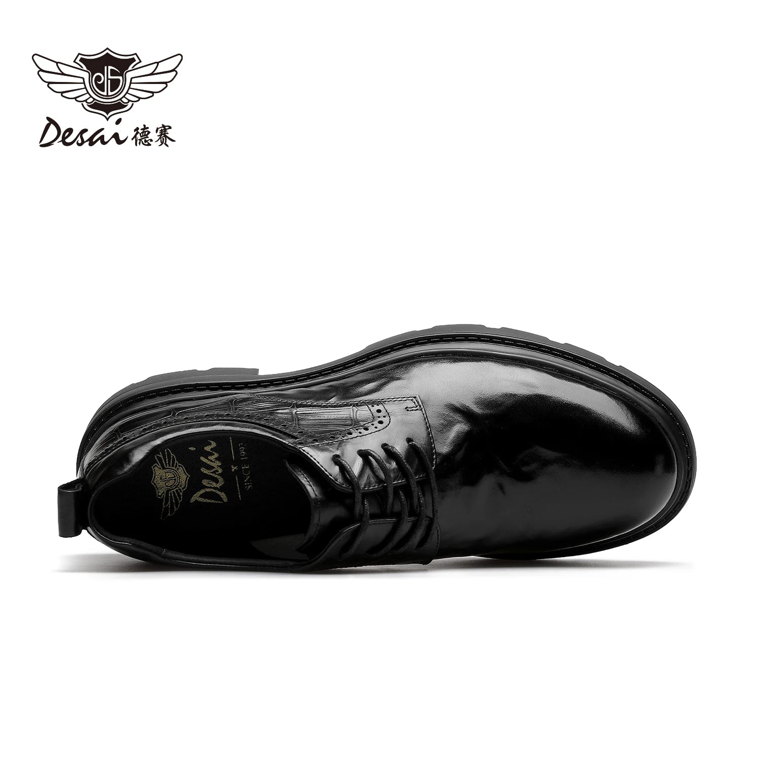 DESAI Leisure genuine leather round toe derby shoes for men British style vintage casual shoes