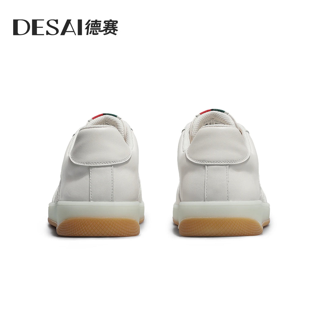 DESAI Leisure lightweight soft sole white shoes men's retro breathable sports plimsolls