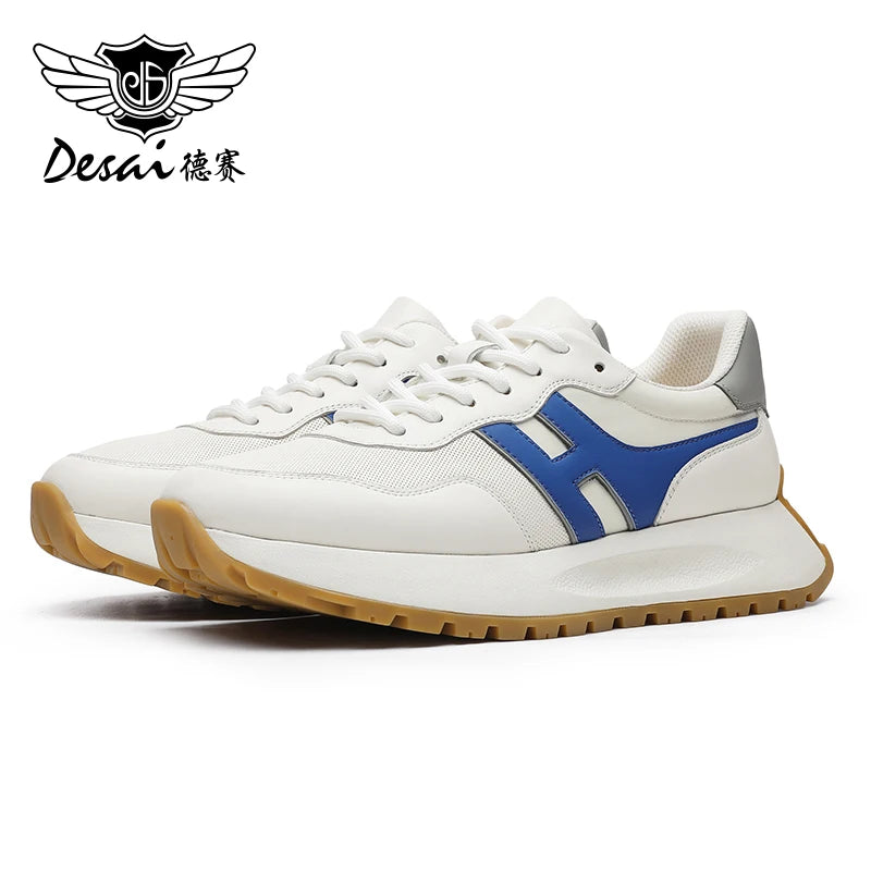 DESAI Men Casual Shoes Real Leather Designer Light Male Sneakers Laces Up Breathable New Arrival Hot Selling